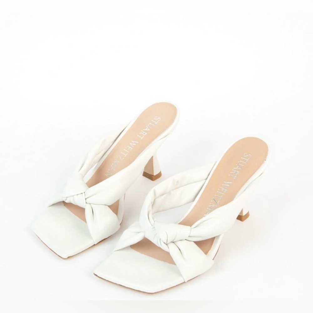 Stuart Weitzman Playa 75 Knot Sandal in White Leather - NWT - Picture 3 of 16